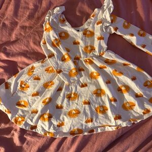 Playful Orange Patterned Kids Dress